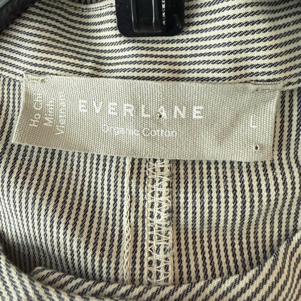 Everlane Easy Workwear Utility Striped Organic Cotton Jumpsuit Size L - Picture 4 of 5